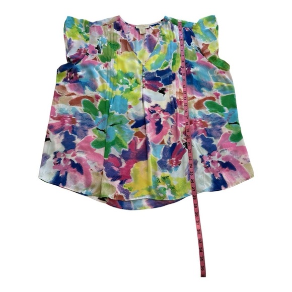 Cynthia Rowley Flutter Sleeve Button Front Floral Blouse - Size 2X - Picture 7 of 10